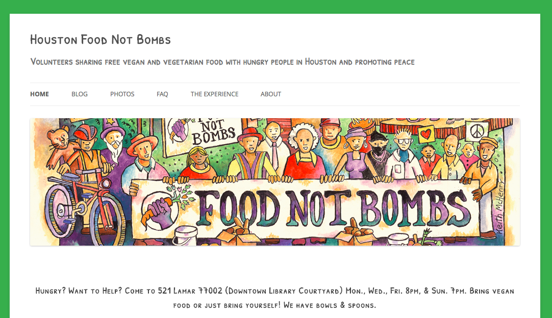 Houston Food Not Bombs Website Development